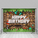 Pixel Video Game Happy Birthday Party Backdrop For Boy